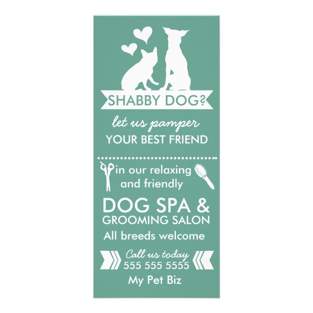 Carte Rack Groomer de chien et menu (Devant)