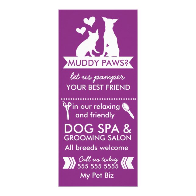 Carte Rack Groomer de chien et menu (Devant)