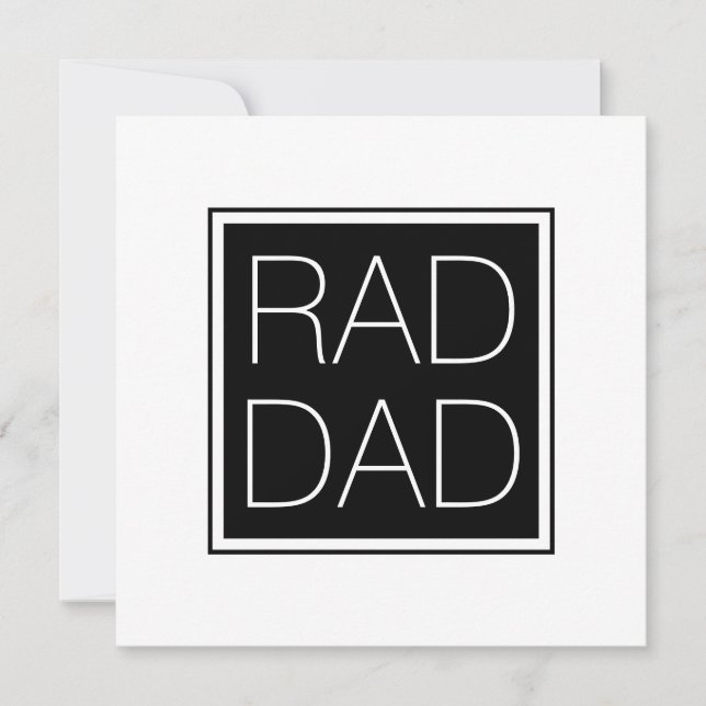 Carte Rad Papa noir blanc minimaliste typographie modern (Devant)