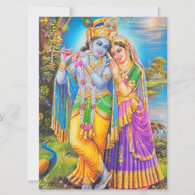 Carte Radha Krishna et Flute Hare Krishna (Devant)