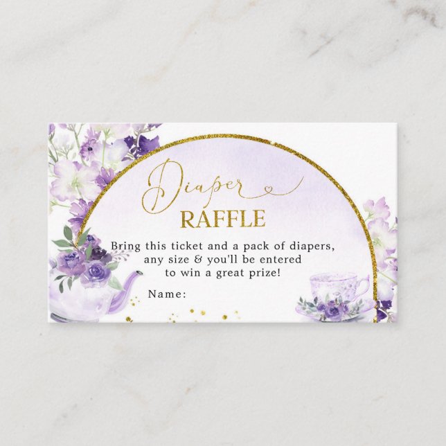 Carte Raffin à café à Baby shower Floral violet (Devant)