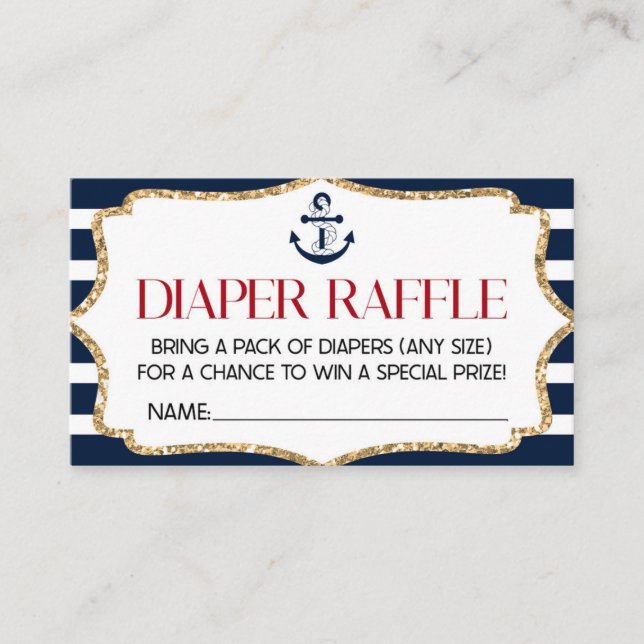 Carte Raffin Baby shower bleu marine (Devant)