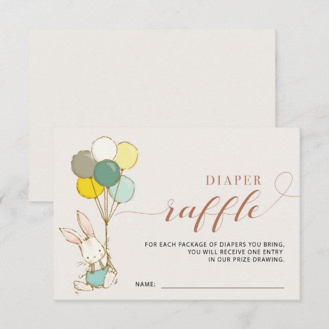Carte Raffin Ballons Bunny (Devant / Derrière)