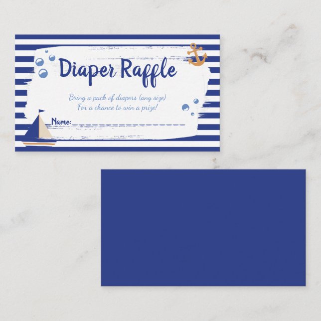 Carte Raffin de Baby shower bleu marin (Devant / Derrière)