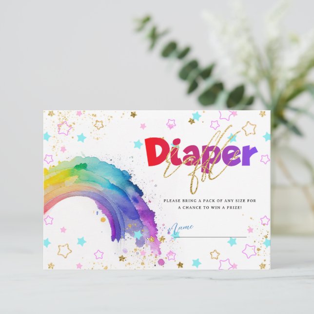 Carte Raffin de Baby shower d'aquarelle Rainbow (Debout devant)