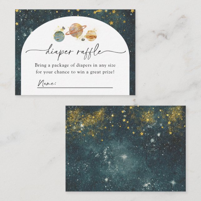 Carte Raffin de couches spatiales | Baby shower sp (Devant / Derrière)