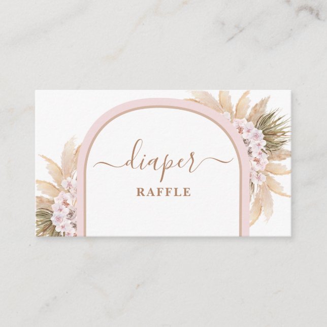 Carte Raffin Pampas Pâtisserie Boho Rose (Devant)