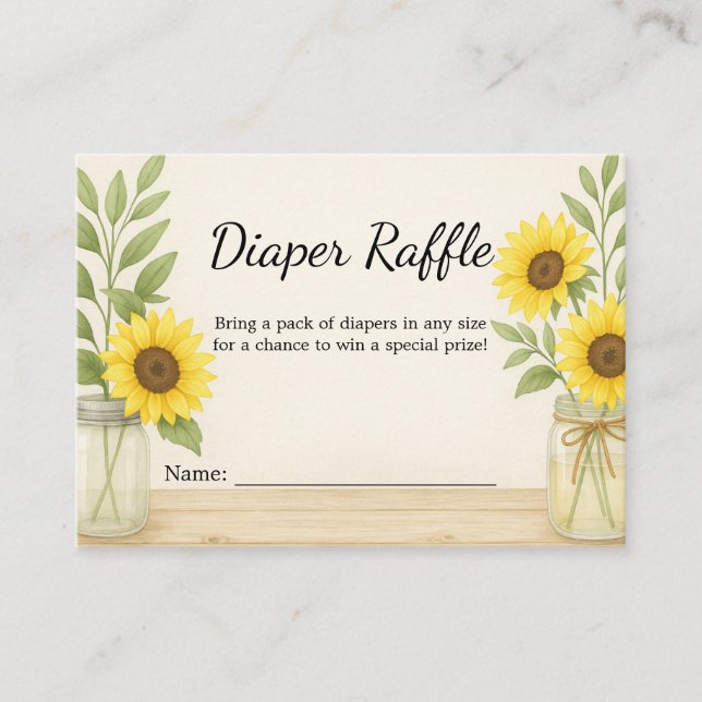 Carte Raffin Tournesol & Sage Roulette Rustique (Devant)