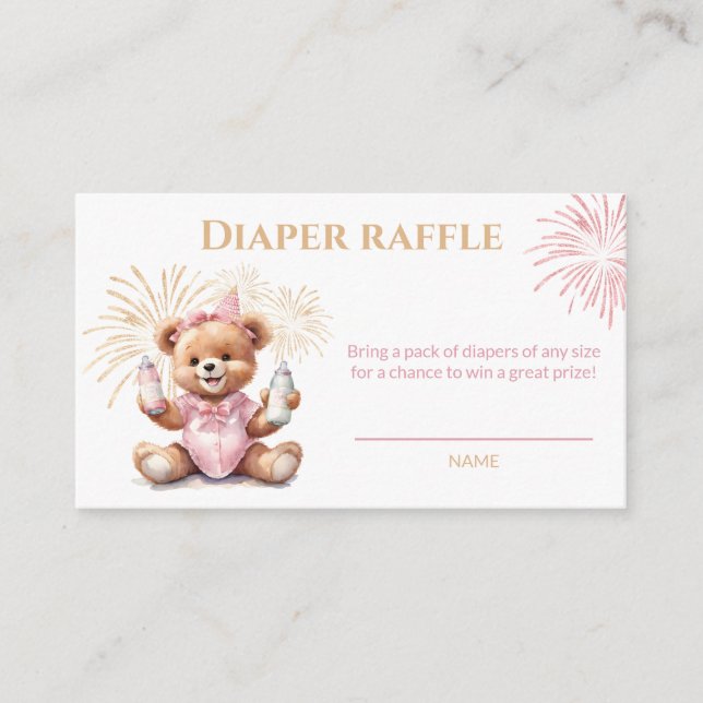 Carte Raffle Baby shower de la couche rose nouvell (Devant)