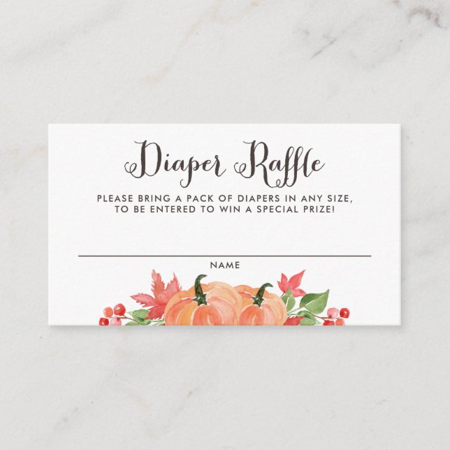Carte Raffle Citrouille d'aquarelle Autumn Baby Di (Devant)