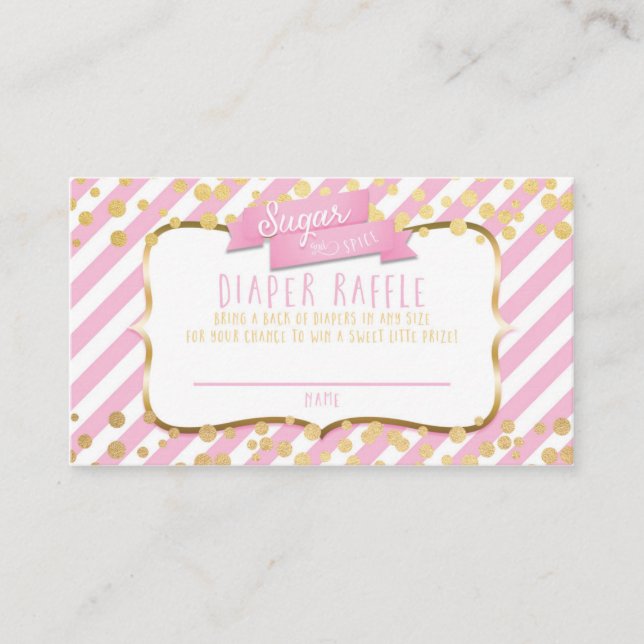 CARTE RAFFLE DIAPER sucre & épice rose & or (Devant)