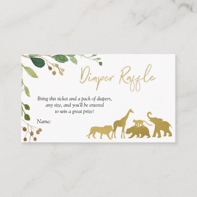 Carte Raffle Safari Animaux de Greenery (Devant)