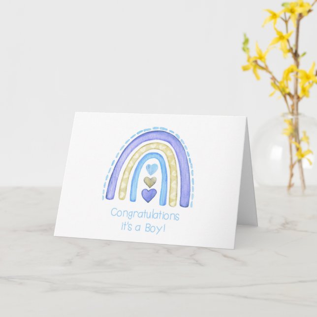 Carte Rainbow Baby Boy (Fleur jaune)