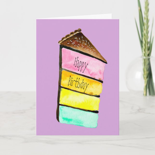 Carte Rainbow cake yacolor aquarelle art mignon (Devant)