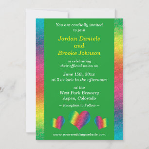 Carte [Rainbow Crinkle Mariage] Coeurs Vert moderne