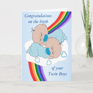 Carte Rainbow Design Personnalisé Twin Boys