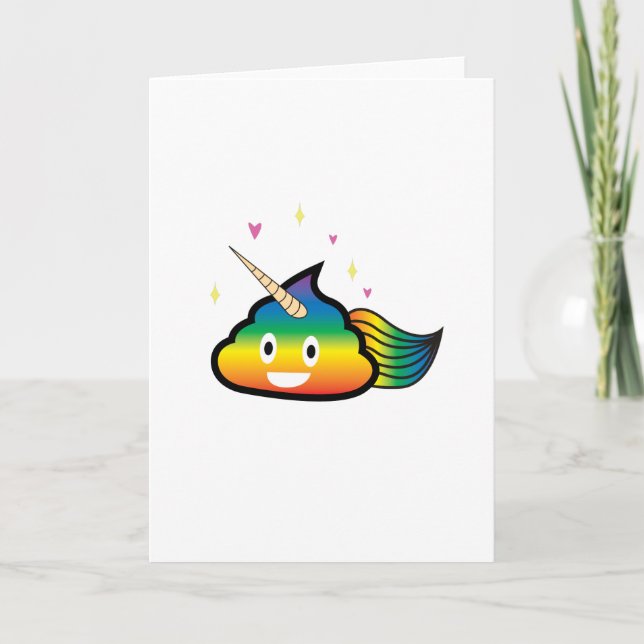 Carte Rainbow Emoji Poop Cute Girl drôle fête d'annivers (Devant)