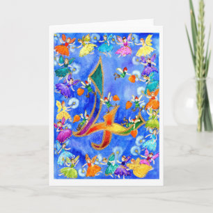Carte Rainbow Fairy Joyeux quatrième anniversaire