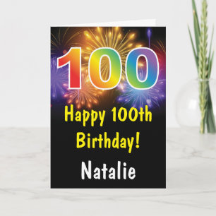 Carte Rainbow Fireworks colorée 100e anniversaire