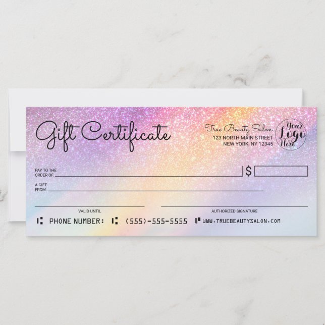 Carte Rainbow Holographic Parties scintillant Check Cert (Devant)