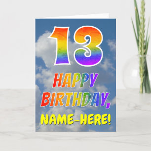 Carte Rainbow Look "13" & "HAPPY BANTHDAY", Nuages, Sky