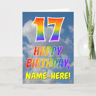 Carte Rainbow Look "17" & "HAPPY BANTHDAY", Nuages, Sky