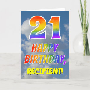Carte Rainbow Look "21" & "HAPPY BANTHDAY", Nuages, Sky