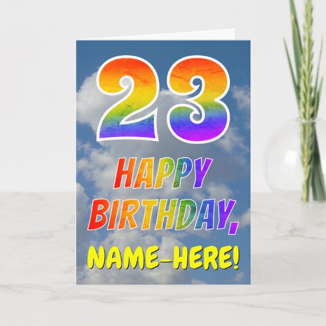 Carte Rainbow Look "23" & "HAPPY BANTHDAY", Nuages, Sky (Devant)