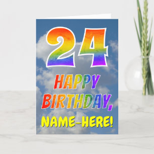 Carte Rainbow Look "24" & "HAPPY BANTHDAY", Nuages, Sky