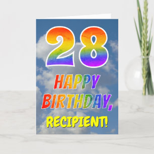 Carte Rainbow Look "28" & "HAPPY BANTHDAY", Nuages, Sky