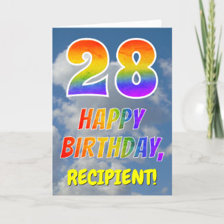 Carte Rainbow Look "28" & "HAPPY BANTHDAY", Nuages, Sky