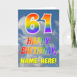 Carte Rainbow Look "61" & "HAPPY BANTHDAY", Nuages, Sky