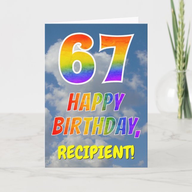 Carte Rainbow Look "67" & "HAPPY BANTHDAY", Nuages, Sky (Devant)