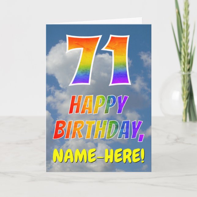 Carte Rainbow Look "71" & "HAPPY BANTHDAY", Nuages, Sky (Devant)