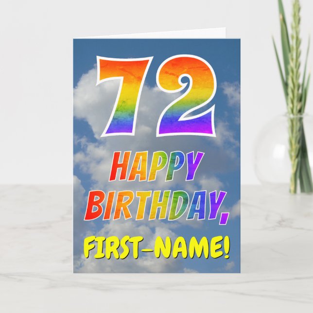 Carte Rainbow Look "72" & "HAPPY BANTHDAY", Nuages, Sky (Devant)