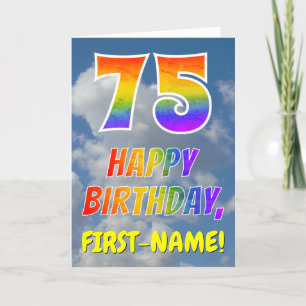 Carte Rainbow Look "75" & "HAPPY BANTHDAY", Nuages, Sky