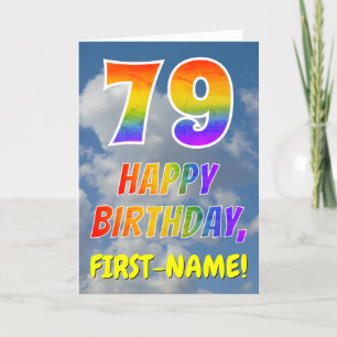 Carte Rainbow Look "79" & "HAPPY BANTHDAY", Nuages, Sky