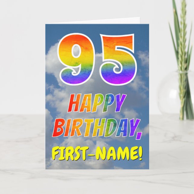 Carte Rainbow Look "95" & "HAPPY BANTHDAY", Nuages, Sky (Devant)