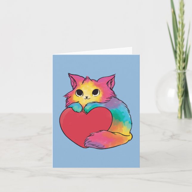 Carte Rainbow Love Kitten Blank à l'intérieur (Devant)
