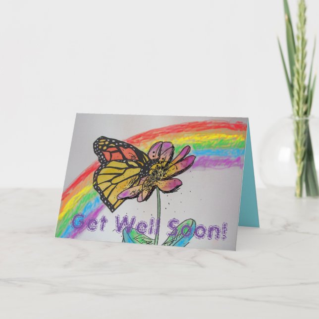 Carte Rainbow Monarch Papillon Peinture Obtenir Bonne Ca (Devant)