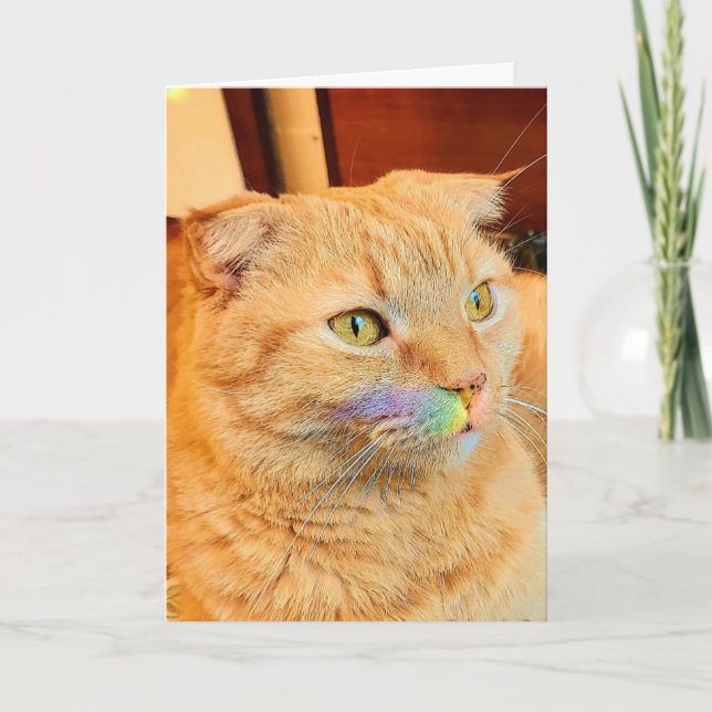 Carte Rainbow Mustache Skippy Blank Grey Card (Devant)