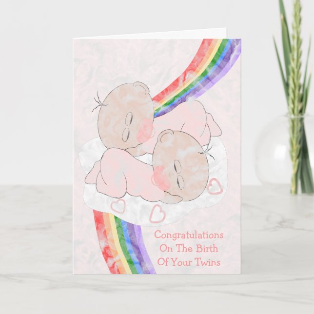 Carte Rainbow New Born Twins (Devant)