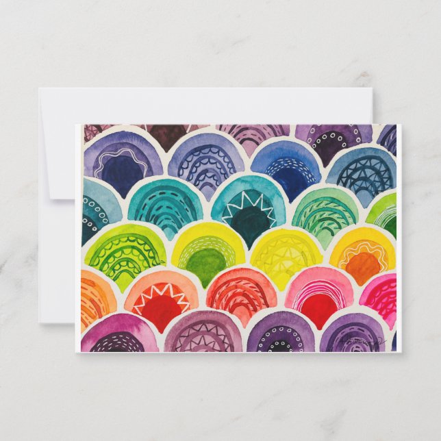 Carte Rainbow Note - aquarelle art original (Devant)