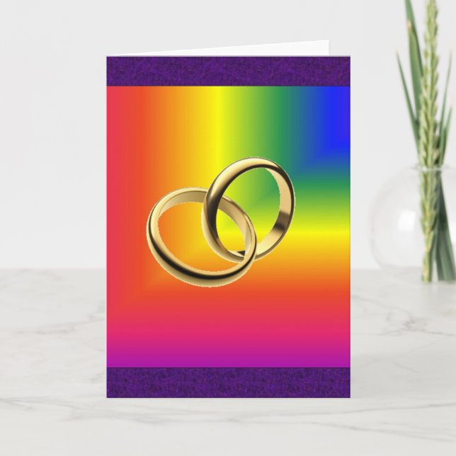Carte Rainbow Pride avec Bandes Mariages d'or (Devant)
