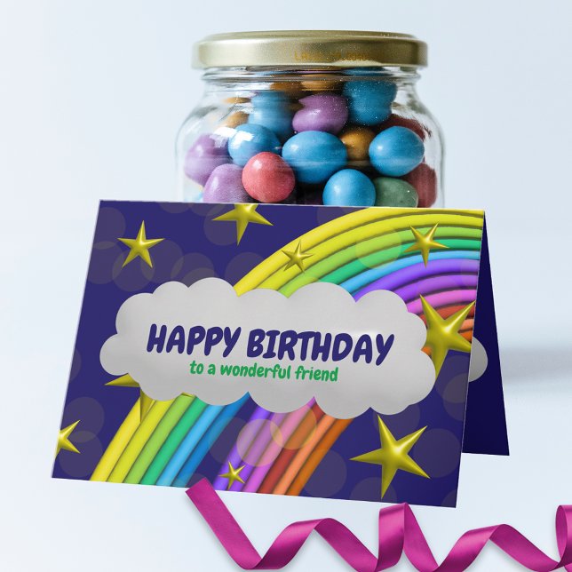 Carte Rainbow Stars Et Cloud Joyeux Anniversaire À Un Am (Créateur téléchargé)