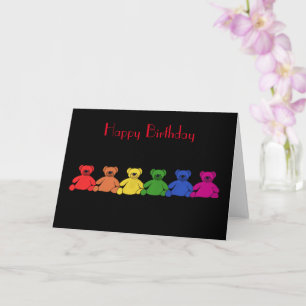 Carte Rainbow Teddies Anniversaire