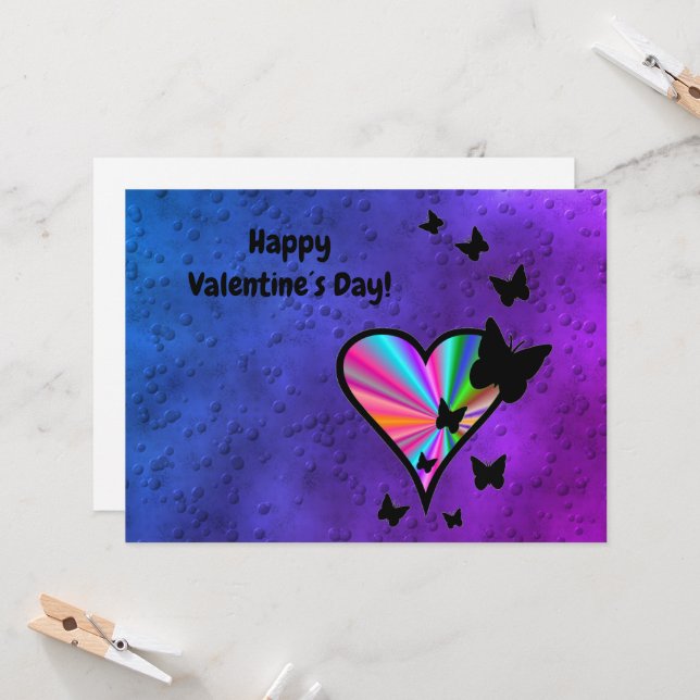 Carte Rainbowheart et papillon (Devant/Arrière en situation)