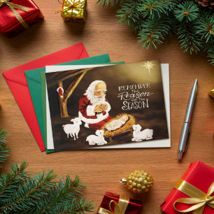 Carte Raison de la saison Père Noël avec Jésus