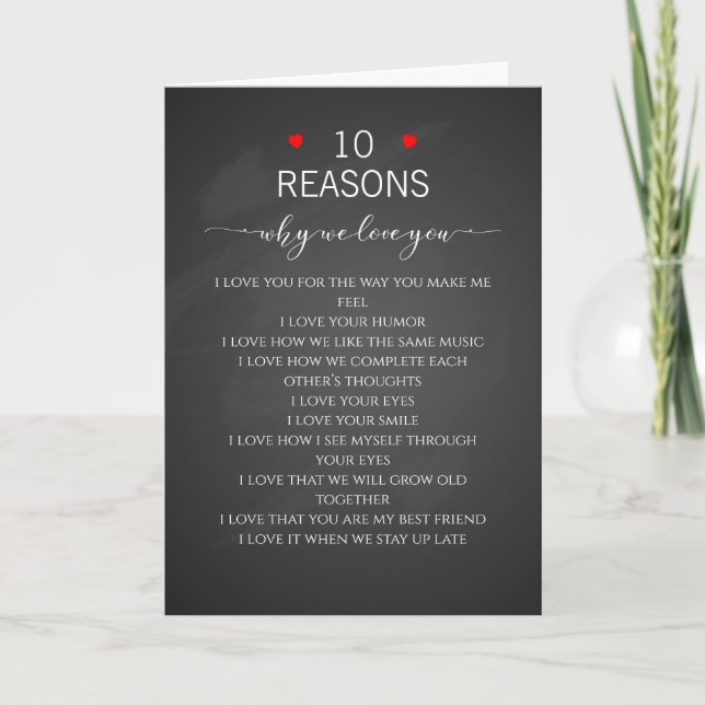 Carte raisons que nous vous aimons, 10 Raisons, valentin (Devant)