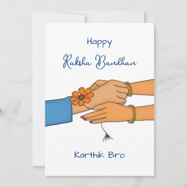 Carte Raksha bandhan avec nom, carte Rakhi / Rakhr (Devant)